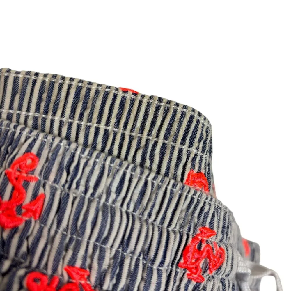 Chubbies Seersucker Orange Anchor Swim Trunks Men's Medium